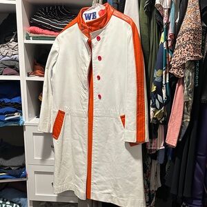 Women's White and Orange Leather Jacket
